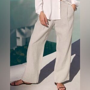 AYR Soft Cream Wide-Leg Linen Trousers